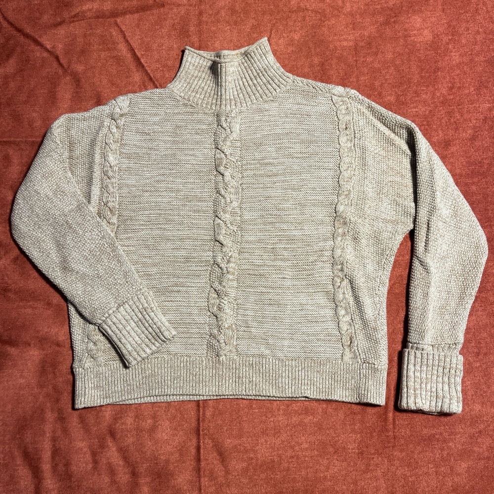 Tan/Cream Mock Neck Sweater